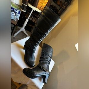 DANSKO Brinkley Black Leather Ruched Platform Heel Size EU 39(8.5-9)